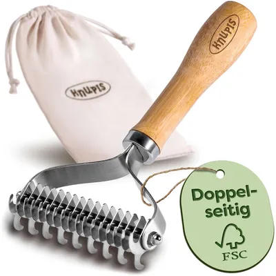 Immagine prodotto di Spazzola bifacciale per cani in bambù - Rimozione efficace del sottopelo - Legnosostenibile - Cura delicata - Per cani e gatti