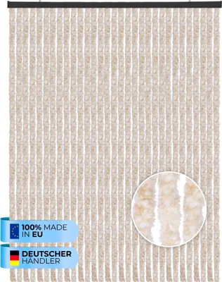 Immagine prodotto di Tenda in pile (120x220 cm) per porte "Beige screziato" come protezione dagli insetti per balcone, terrazza o camper, roulotte, padiglione