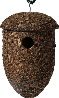 Produktbild von dobar Vogelhaus Nistkasten in Eichel-Form für Vögel, ausHolz mit isolierender Rinde, für Garten, Balkon, Wand, braun - Nisthilfe Wildvögel Ø15 x 24 cm