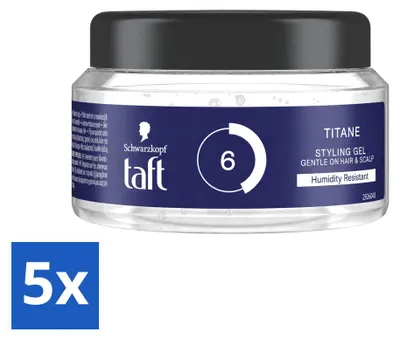 Imagen del producto de 5 x Gel para el cabello Taft Men Power Titane, fijación fuerte, 250 ml, pack ahorro de 5 unidades