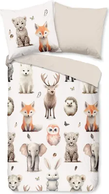 Productafbeelding van Good Morning Kinderdekbedovertrek "Sven" - Wit - (135x200 cm) - 100% Katoen