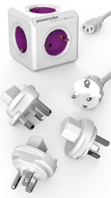 Produktbild von Allocacoc PowerCube ReWirable, 1 m, Typ F, Violett, Weiß, 5 AC-Ausgänge, 6 A, Weiß