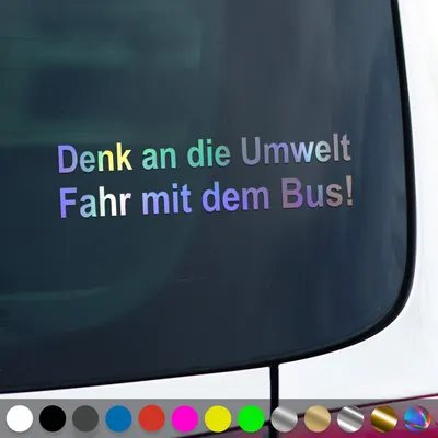 Produktbild von PantherPixel Denk An Die Umwelt Aufkleber Fahr Mit Dem Bus Sticker Auto Geschenkidee Farbe Oilslick-Hologramm