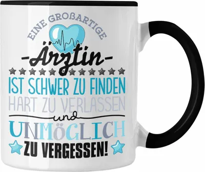Produktbild von Trendation - Ärztin Abschied Tasse Abschiedsgeschenk Spruch Ärztin Danke Geschenkidee zum Abschied Becher Kaffeetasse (Schwarz)