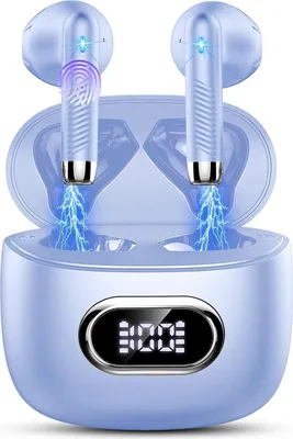 Obrázek produktu pro Bezdrátová sluchátka Bluetooth 5.3 se 4 HD mikrofony, 2024 r 42Std ENC s potlačením šumu, hluboké basy, IP7 vodotěsný LED displej