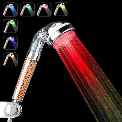 Produktbild von Duschkopf, LED-Duschkopf mit 7 Farbwechseln, Badezimmer-Spa-LED-Duschkopf - Hochdruck-Wassereinsparung - Hohe Filtration mit dreistufiger negativer Ionen-Prävention