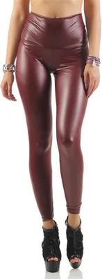 Produktbild von Damen Leggings Hohe Taille Wet-Look Glanz; Bordo Matt M/38