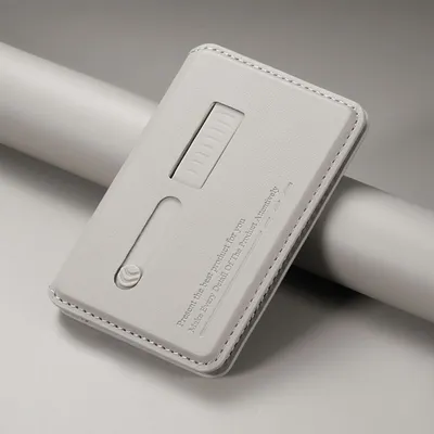 Produktbild von INF Magnetischer Kunstleder Kartenhalter für Magsafe mit Fingerschlaufe grau+weiß