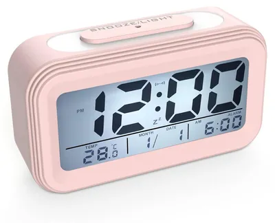 Digitalwecker mit LED, Datum, Temperatur, Schlummer, Nachtlicht, rosa