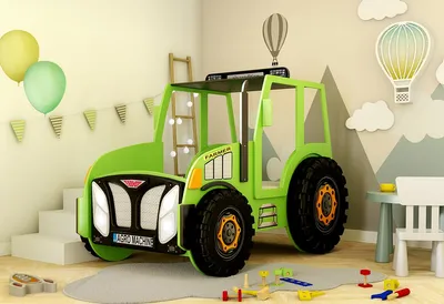 Zdjęcie produktu dla Łóżeczko dziecięce Traktor 90×180 cm – wraz z materacem i stelażem, zielone