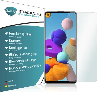 Produktbild von 4x Slabo Displayschutzfolie für Samsung Galaxy A21s KLAR "Crystal Clear" (verkleinerte Folien) Displayfolie Schutzfolie Folie