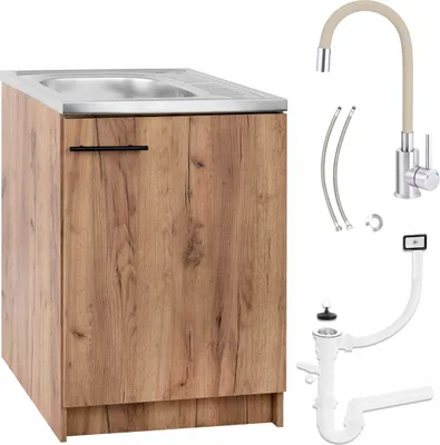 Obrázek produktu pro Kuchyňská linka Dub zlatý 60x60 +dřez +Deante Beż Flexible+Syfon