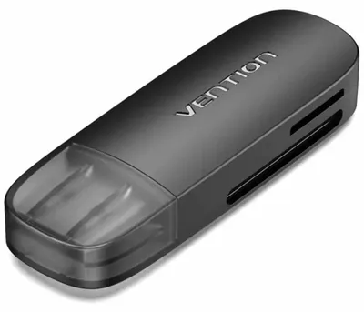 Produktbild von Vention CLGB0, MicroSD (TransFlash), MicroSDHC, SDHC, MicroSDXC, SDXC, Schwarz, 5000 Mbit/s, Acrylnitril-Butadien-Styrol (ABS), Polycarbonat (PC), USB 3.2 Gen 1 (3.1 Gen 1), 20 mm