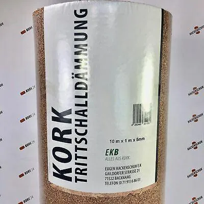 Produktbild von EKB-Kork, Kork Trittschalldämmung, 10 x 1m, 5mm stark Laminat Holz Parkett Vinyl Designbeläge
