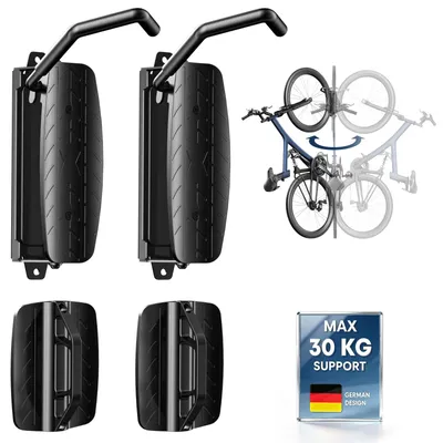 Fahrradwandhalter 2 Stk., 30 kg, 150° drehbar, schwarz