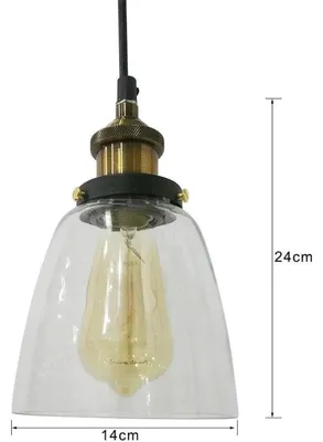 Obrázok produktu pre Retro sklenený tienidlo – stropná lampa E27 – priemyselné závesné svietidlo – vintage interiérové osvetlenie – bez žiarovky