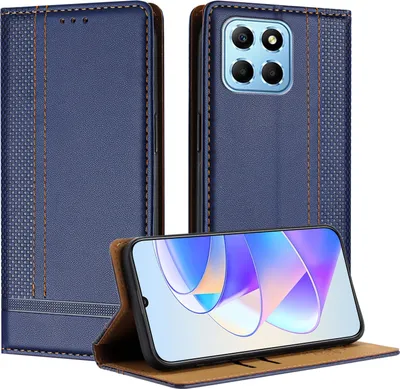 Produktbild von Handyhülle für Honor X8 5G/X8a/X6 4G/70 Lite Leder Flip Klappbare Schutzhülle mit Standfunktion Blau