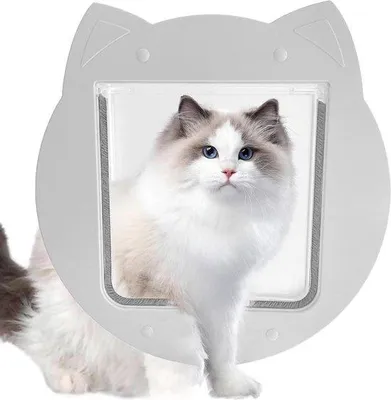Productafbeelding van Famanu kattenluik met binnendeur en 4-punts vergrendeling - Automatisch sluitend - Geschikt voor kleine katten en honden