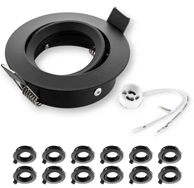 Produktbild von 12x Einbau Strahler Rahmen schwarz schwenkbar Decke LED Halogen Leuchten SEBSON