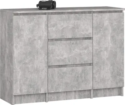 Produktbild von Akord Kommode 2-Türig 3 Schubladen Betonoptik 101X35X76 Cm