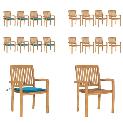 Produktbild von vidaXL Stapelbare Gartenstühle mit Kissen 8 Stk. Massivholz Teak - Gartenstuhl - Gartenstühle - Holzstuhl - Holzstühle