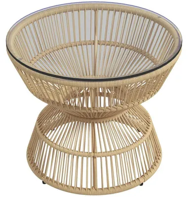 Immagine prodotto di Tavolino in rattan - Tavolino da giardino in stile bohémien | Colore: legno naturale | Dimensioni: 60x60x50 cm