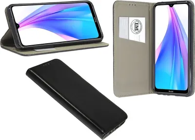 Zdjęcie produktu dla cofi1453® Eleganckie etui na książki z magnesem kompatybilne z XIAOMI REDMI NOTE 8T Skórzany portfel w stylu książki w kolorze czarnym