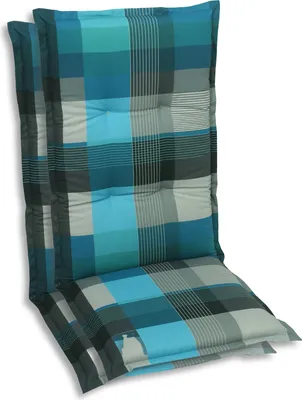 Produktbild von GO-DE Textil, Sesselauflage Hochlehner, 2er Set, Farbe: blau, Maße: 120 cm x 50 cm x 7 cm, Rueckenhoehe: 70 cm