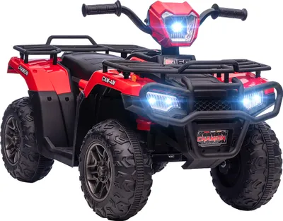 Produktbild von Kinder Elektroquad 4 km/h ab 3 Jahre, LED Scheinwerfer Musikanschluss, 88x45x50 cm Schwarz Rot Elektroauto Spielzeug