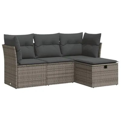 Obrázek produktu pro vidaXL 4dílná zahradní sedací souprava s polštáři Grey Poly Rattan