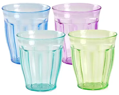 Produktbild von PlasticForte Trinkglaser Picardie - 12x - Kunststoff - farbig