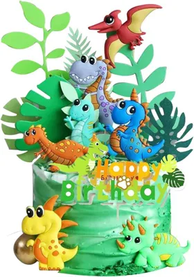 Dinosaurier-Tortendeko-Set, 15-teilig, Cartoon, für Kindergeburtstag
