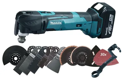Image de Découpeur-ponceur multifonctions 18V + 2 batteries 4Ah + chargeur rapide + coffret MAKPAC - MAKITA - DTM51RMJX3