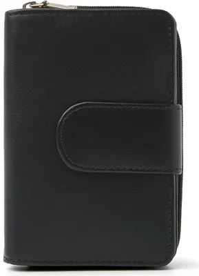 Produktbild von dR Amsterdam Damen Leder Geldbörse mit Reißverschluss und RFID Schutz | Geldbörse Damen | Kartenhalter Damen | 67-Series - 67123 Black