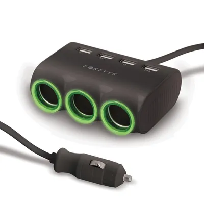 Produktbild von Kfz Socket 3x Zigarettenanzünder Splitter mit 4 USB Ports LED Leuchte Design