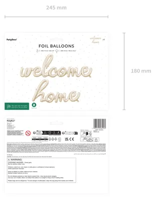 Immagine prodotto di Pallone Welcome Home in foil lettering Welcome foil balloon 258 x 55 cm
