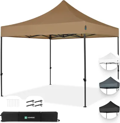 Produktbild von VONROC Pavillon 3x3m wasserdicht stabil - Partyzelt EasyUp System [3Min Aufbau] Popup Faltpavillon modular erweiterbar als Festival Zelt, Gartenpavillon