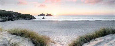 Produktbild von Glasbild Evening at the beach I 125x50 cm