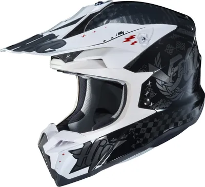 Image de HJC i50 Artax casque de motocross couleur : noir/argent/blanc, taille : S (55/56)