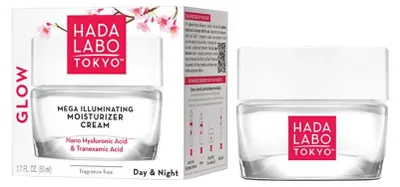 Image de Hada Labo Tokyo, Glow, acide hyaluronique, éclaircissant et hydratant, jour et nuit, gel-crème, visage, 50 ml