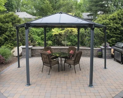 Image de Gazebo tonnelle hexagonale 13.16m² gris anthracite - Palram - 702563 - monaco