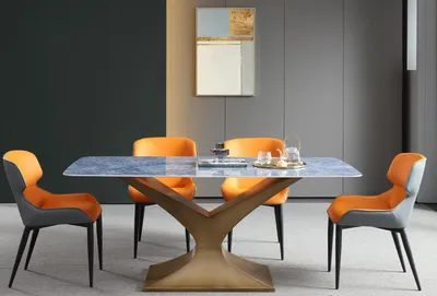 Produktbild von Luxus Esstisch Metall Edelstahl Tische Möbel Säule Tisch Esstische Marmor Stil