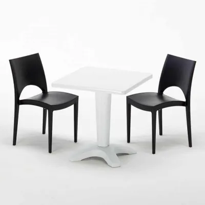 Produktbild von Weiß Quadratisch Tisch und 2 Stühle Farbiges Polypropylen-Innenmastenset Grand Soleil Paris Patio - Schwarz