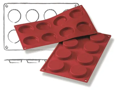 Produktbild von Backform Dessertform Keksform Silikon FLORENTINER 2x4= 8 BPA-frei Lebensmittelecht Antihaftbeschichtet für Backöfen, Mikrowelle oder Gefrierschränke