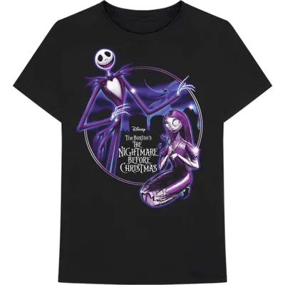 Immagine prodotto di Disney | Maglietta ufficiale della band | The Nightmare Before Christmas Purple Graveyard, taglia XL, nero