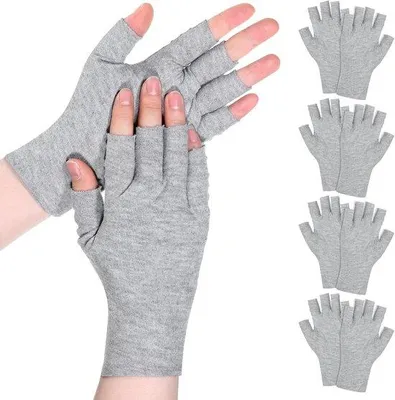 Produktbild von Hydratisierende Baumwollhandschuhe für trockene Hände, 5-finger-Design, weich für Ekzeme, nachtbehandlung, Handpflege (grau)
