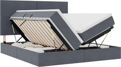 Produktbild von vidaXL Bett mit LED-Lichtleisten Dunkelgrau 180 x 200 cm Samt
