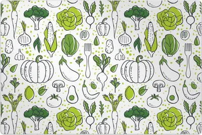 Produktbild von Küchenmatte 140x210 cm Vinylmatte Bodenmatte Dekoration - Frisches Gemüse