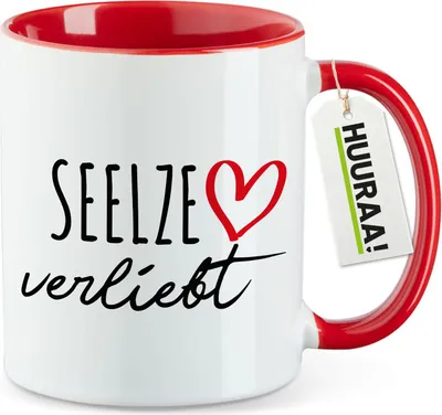 Produktbild von Huuraa Kaffeetasse Seelze verliebt 330ml Rot Keramik Kaffeebecher Geschenkidee