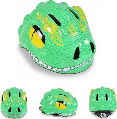 Produktbild von Byox Schutzhelm Y27 Dino Gr S 48 - 54 cm, einstellbar, 4 Löcher, LED-Beleuchtung in grün